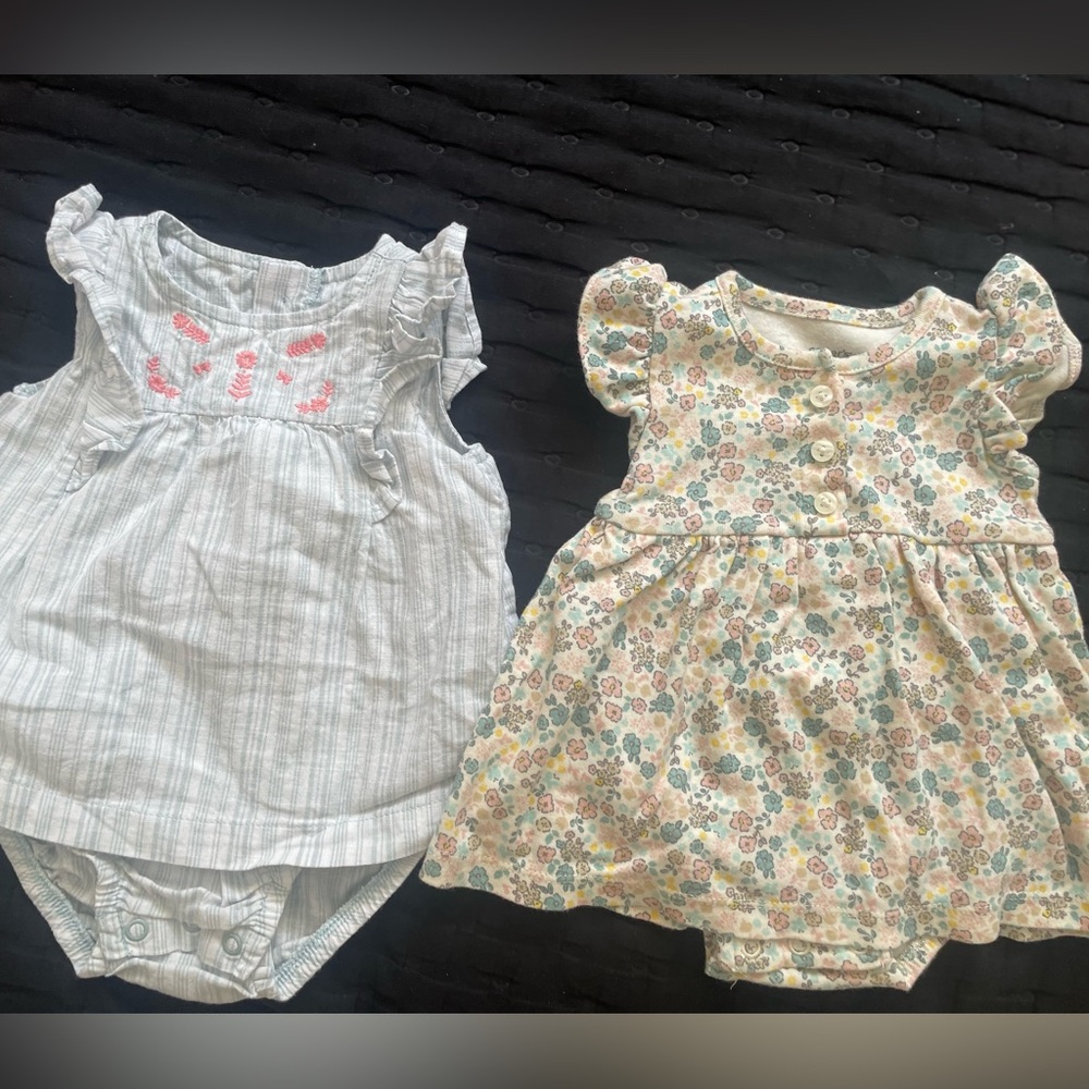 Carter's Gray and Pink Embroidered Baby Outfit
